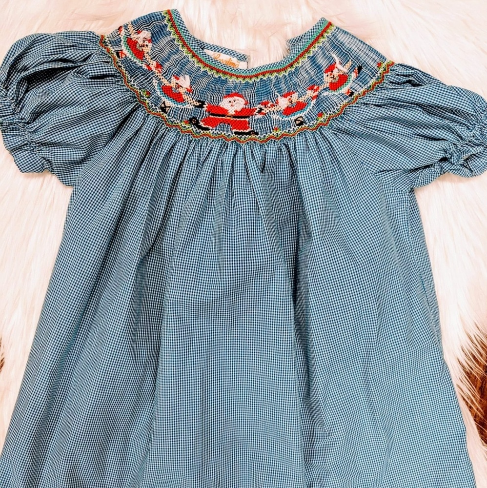 Smocked santa dress by Rosalina Collections